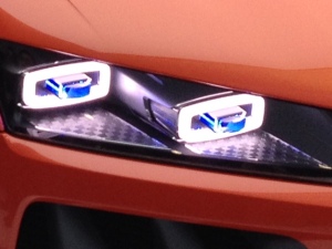 Closeup of Audi's new Laser headlights